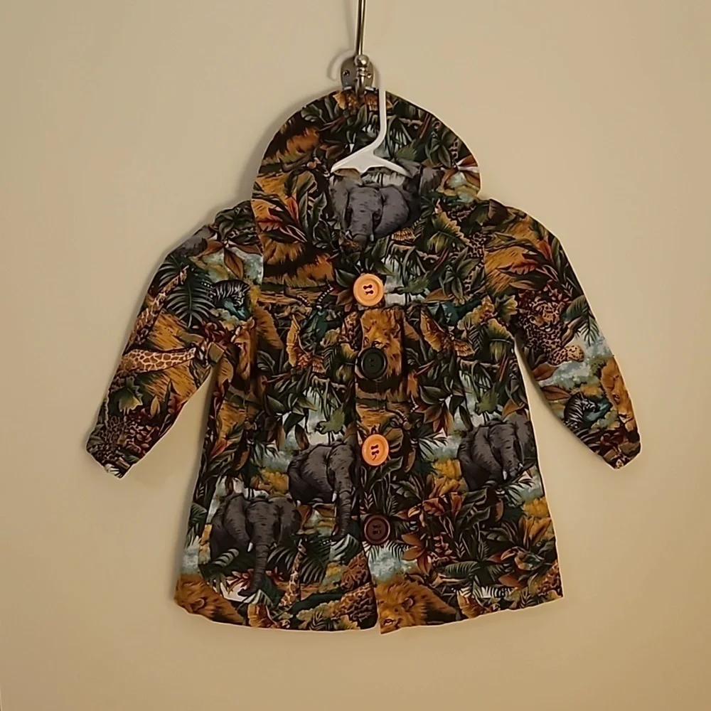 HANDMADE Jungle Safari Button Down Girls Dress